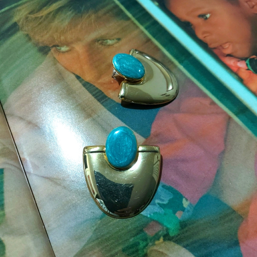 2/$30 gold and green earrings